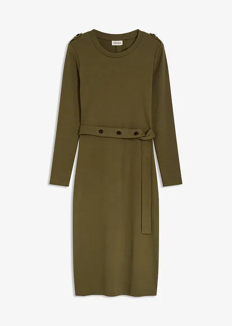 Midikleid aus elastischem Baumwoll-Mix in grün von vorne - bonprix