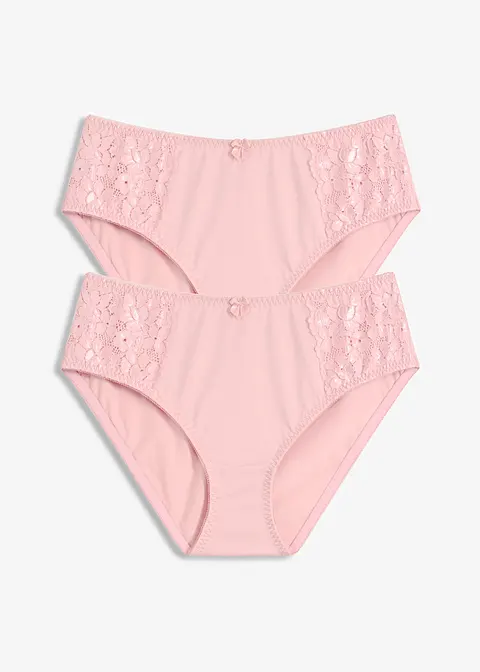 Maxislip mit zarter Spitze (2er Pack) in rosa von vorne - bonprix