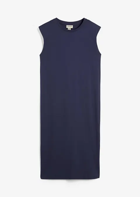 Shirtkleid mit Schulterpolstern aus reiner Bio-Baumwolle in blau von vorne - bonprix