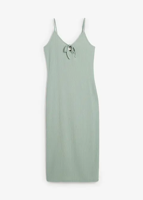 Midikleid aus leichtem Crêpe in grün von vorne - bonprix