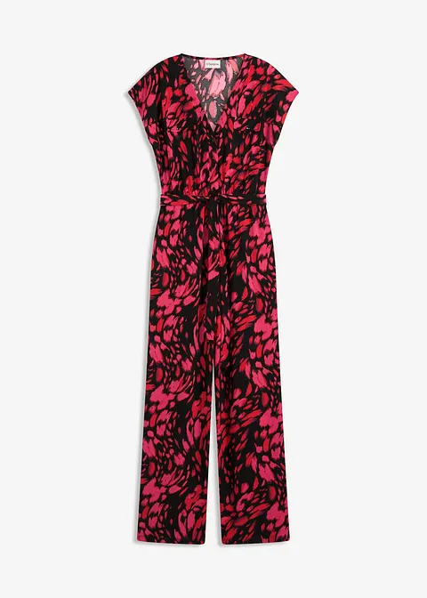 Jersey-Jumpsuit in schwarz von vorne - bonprix