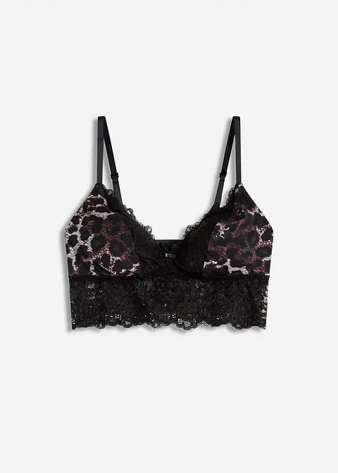 Triangel Bustier mit Spitze in schwarz von vorne - bonprix