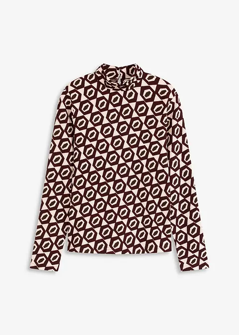Stehkragenshirt mit Struktur in weiß von vorne - bonprix