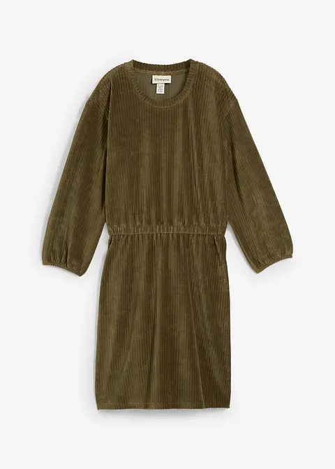 Kleid aus Jersey-Cord in grün von vorne - bonprix