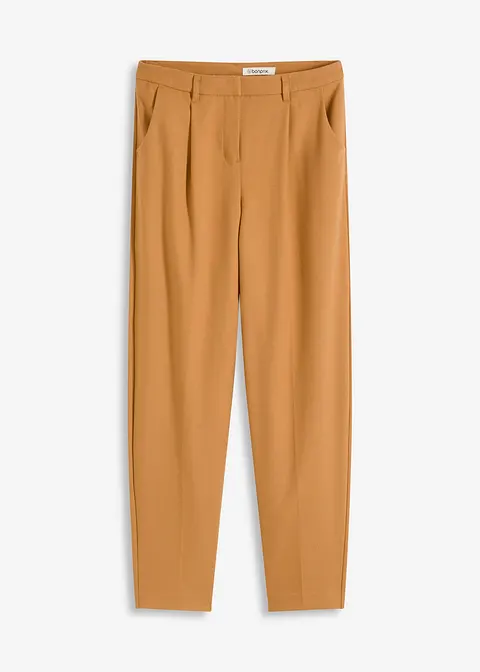 Stoffhose im Barrelfit in braun von vorne - bonprix
