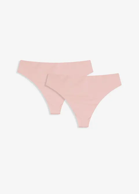 Highwaist String mit Glanzeffekt (2er Pack) in rosa von vorne - bonprix