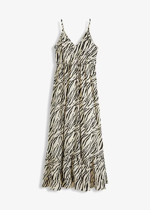 Maxikleid mit Leo-Druck in beige von vorne - RAINBOW