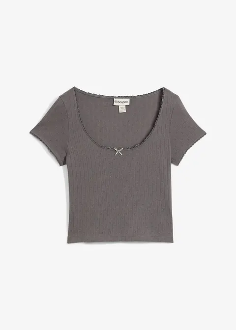 T-Shirt aus reiner Baumwolle in grau von vorne - bonprix