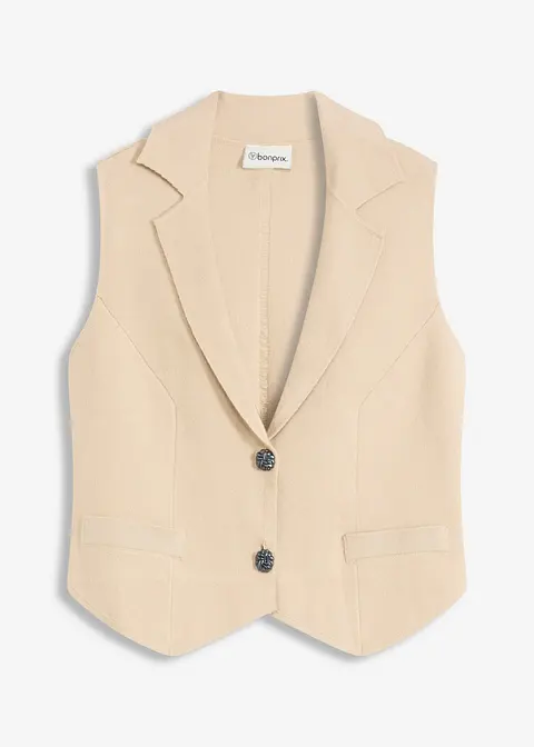 Strick-Weste in beige von vorne - bonprix