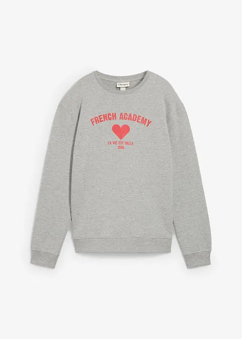 Sweatshirt aus weichem Bio-Baumwoll-Mix in grau von vorne - bonprix
