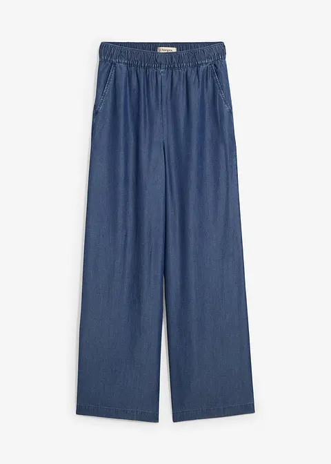 Marlenehose aus fließendem Lyocell in blau von vorne - bonprix