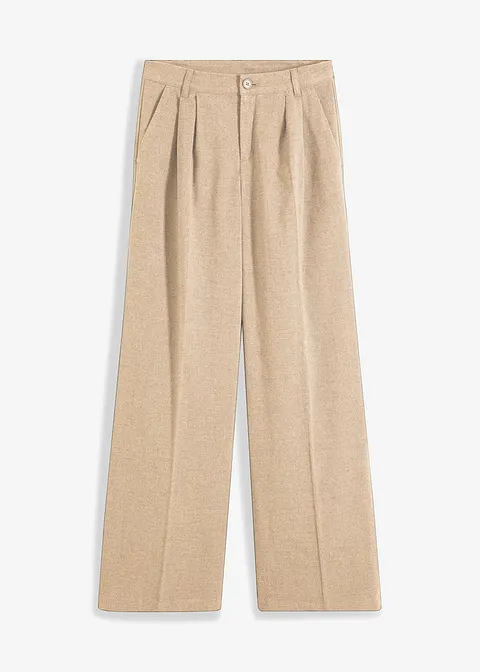 Weite Bundfaltenhose in braun von vorne - bonprix