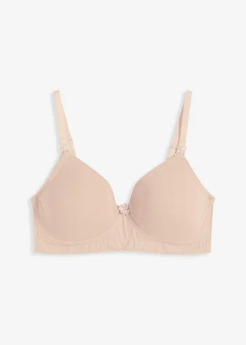 Still-Schalen-BH ohne Bügel mit Bio-Baumwolle in beige von vorne - bonprix