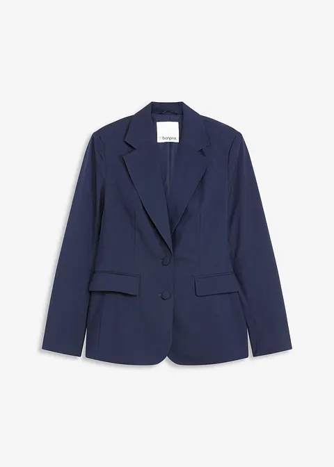 Blazer mit dekorativen Handstich Details in blau von vorne - bonprix