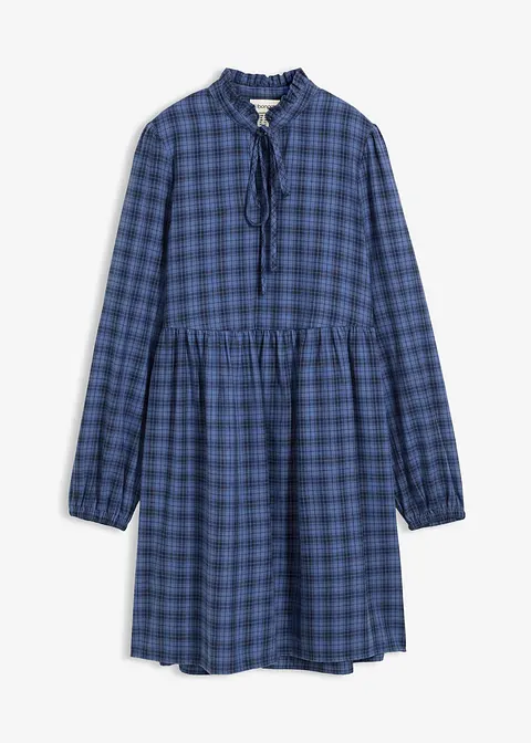 Tunika-Kleid aus reiner Baumwolle in blau von vorne - bonprix