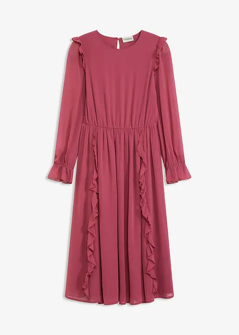 Chiffonkleid mit Volants in lila von vorne - bonprix