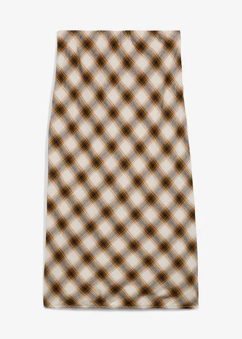 Flanell-Midirock aus reiner Baumwolle in braun von vorne - bonprix