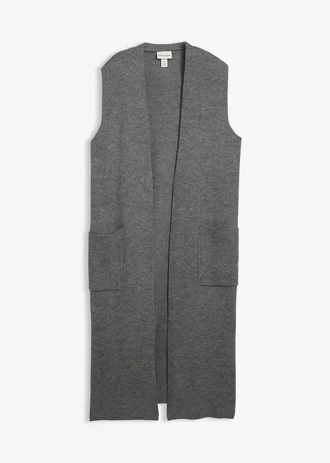 Strick-Weste in grau von vorne - bonprix