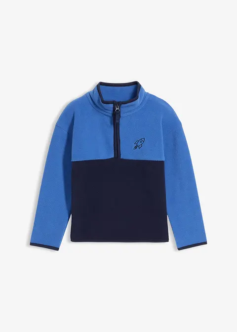 Fleecepullover mit Reißverschluss in blau von vorne - bonprix