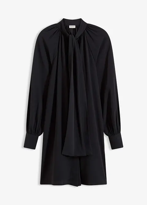 Blusenkleid mit Schluppenkragen in schwarz von vorne - bonprix