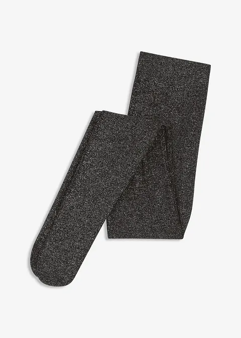 Thermo Fleece Strumpfhose aus Glitzergarn in schwarz von vorne - bonprix