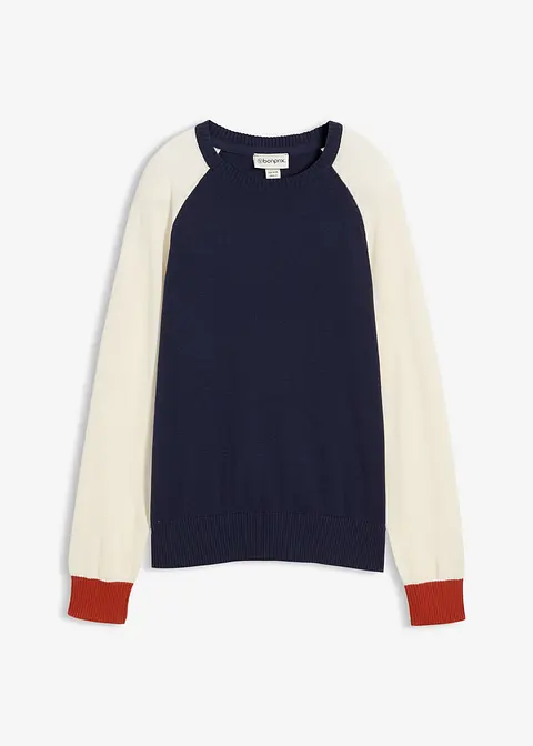 Raglan-Pullover aus Feinstrick in beige von vorne - bonprix