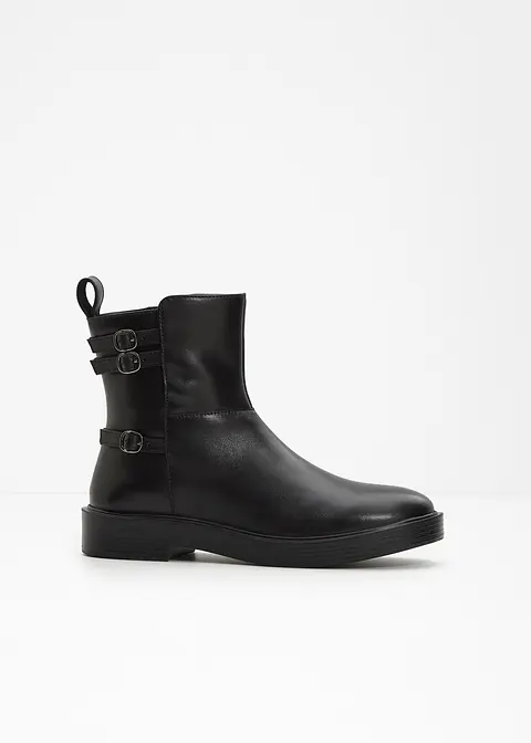 Boots aus Leder in schwarz - bonprix