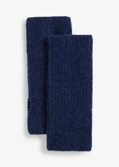 Wollarmstulpen mit Alpaka in blau von vorne - bonprix