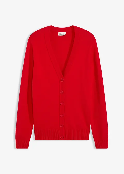 Bequeme Strickjacke mit Knopfleiste rot Damen bonprix