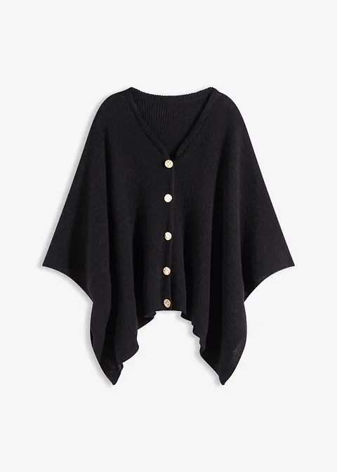 Poncho in schwarz von vorne - bonprix