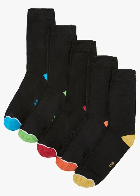 Socken mit Bio-Baumwolle (5er Pack) in schwarz von vorne - bonprix