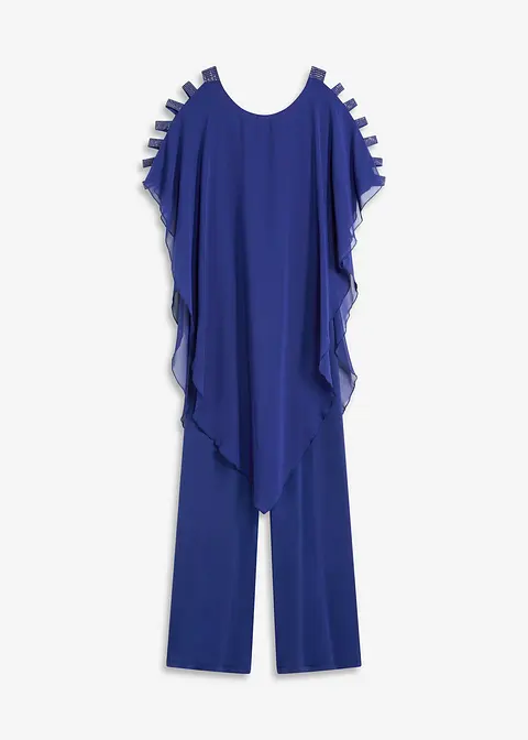 Overall mit Überwurf aus feinem Chiffon in blau von vorne - bonprix