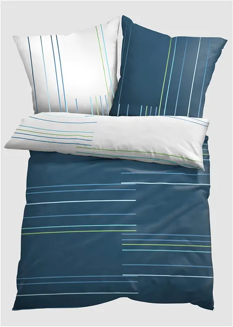 Wendebettwäsche mit Streifen in petrol von vorne - bonprix