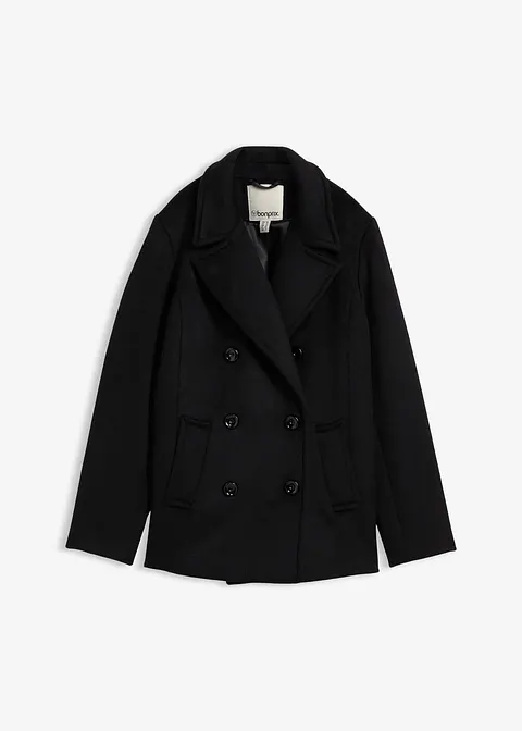 Cabanjacke aus Wolle in schwarz von vorne - bonprix
