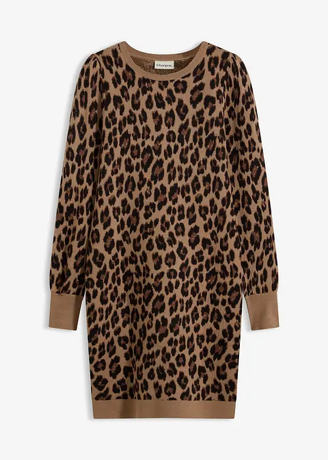 Strickkleid in beige von vorne - bonprix