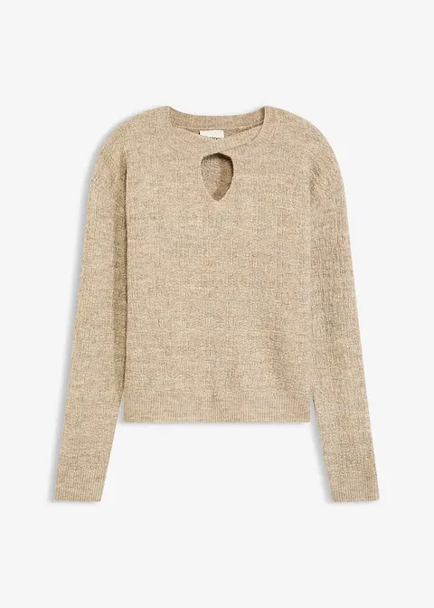 Pullover in beige von vorne - bonprix