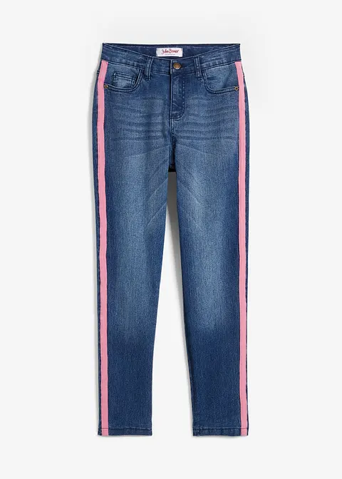 Thermojeans mit Jerseyfutter Mid Waist in blau von vorne - bonprix