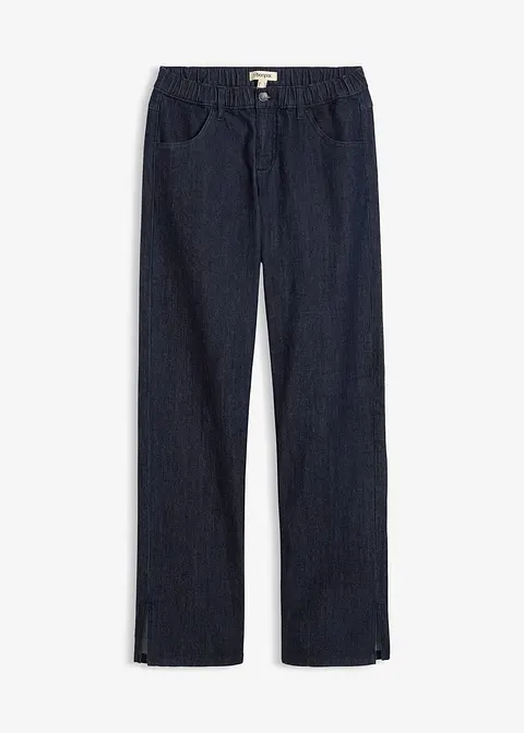 Wide-Leg-Jeans High Waist, Bequembund in blau von vorne - bonprix
