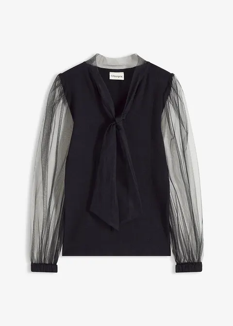 Pullover aus fließendem Viskose-Mix in schwarz von vorne - bonprix