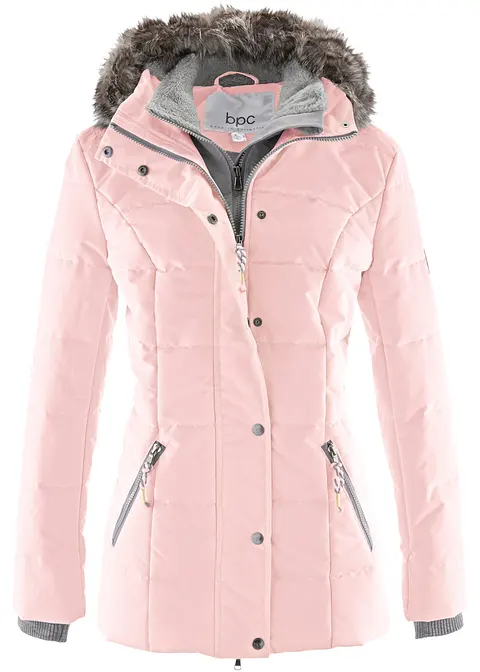 Winterjacke in 2-in1 Optik in rosa von vorne - bonprix