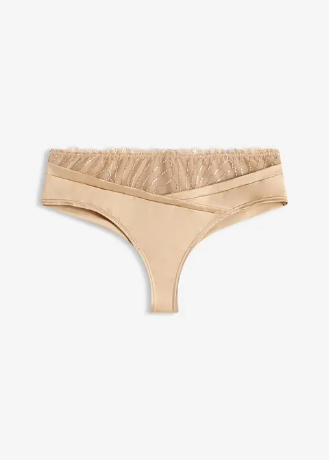 String Panty mit nahtloser Hinterhose in beige von vorne - bonprix