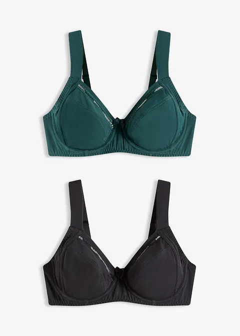 BH mit Bügel (2er Pack) in grün von vorne - bonprix