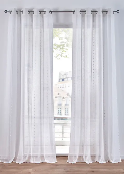Vorhang mit Webstreifen (1er Pack) in weiß - bonprix