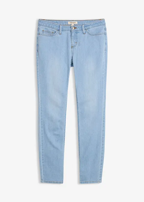 Skinny Jeans Mid Waist, Stretch in grün von vorne - bonprix