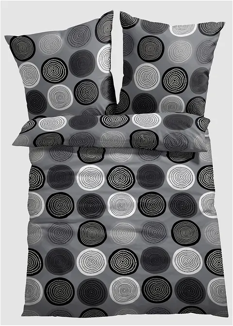 Bettwäsche mit Kreisen in grau von vorne - bonprix