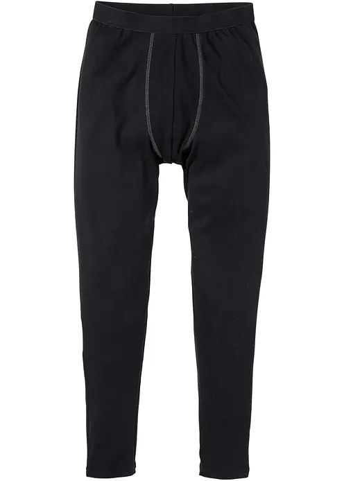 Unterhose aus gerippter Baumwolle mit langem Bein in schwarz von vorne - bonprix