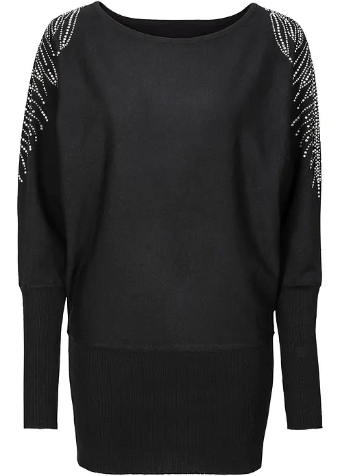 Feinstrickpullover aus Viskose-Mix in schwarz von vorne - bonprix