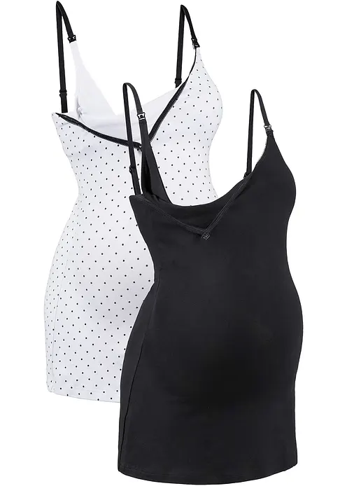 Stilltop mit Bio-Baumwolle  (2er Pack) in schwarz - bonprix