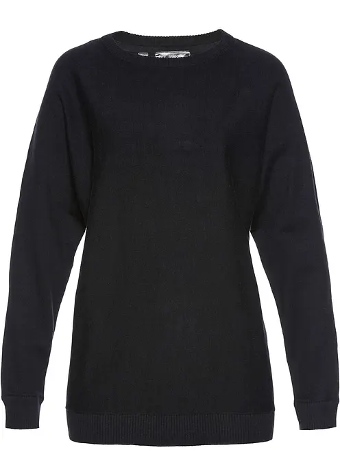 Pullover mit Fledermausärmeln in schwarz von vorne - bonprix