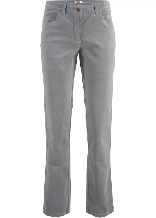 Stretch-Cordhose, Straight in grau von vorne - bonprix